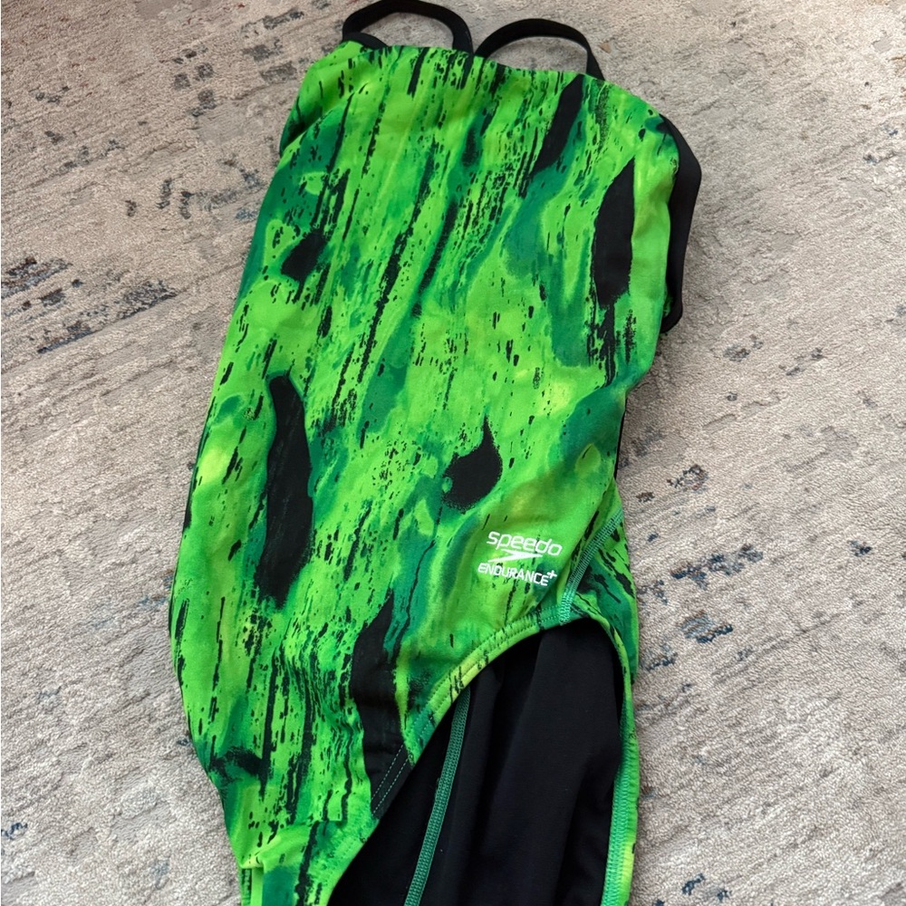 Speedo Kids One Piece in Vibrant Green and Black